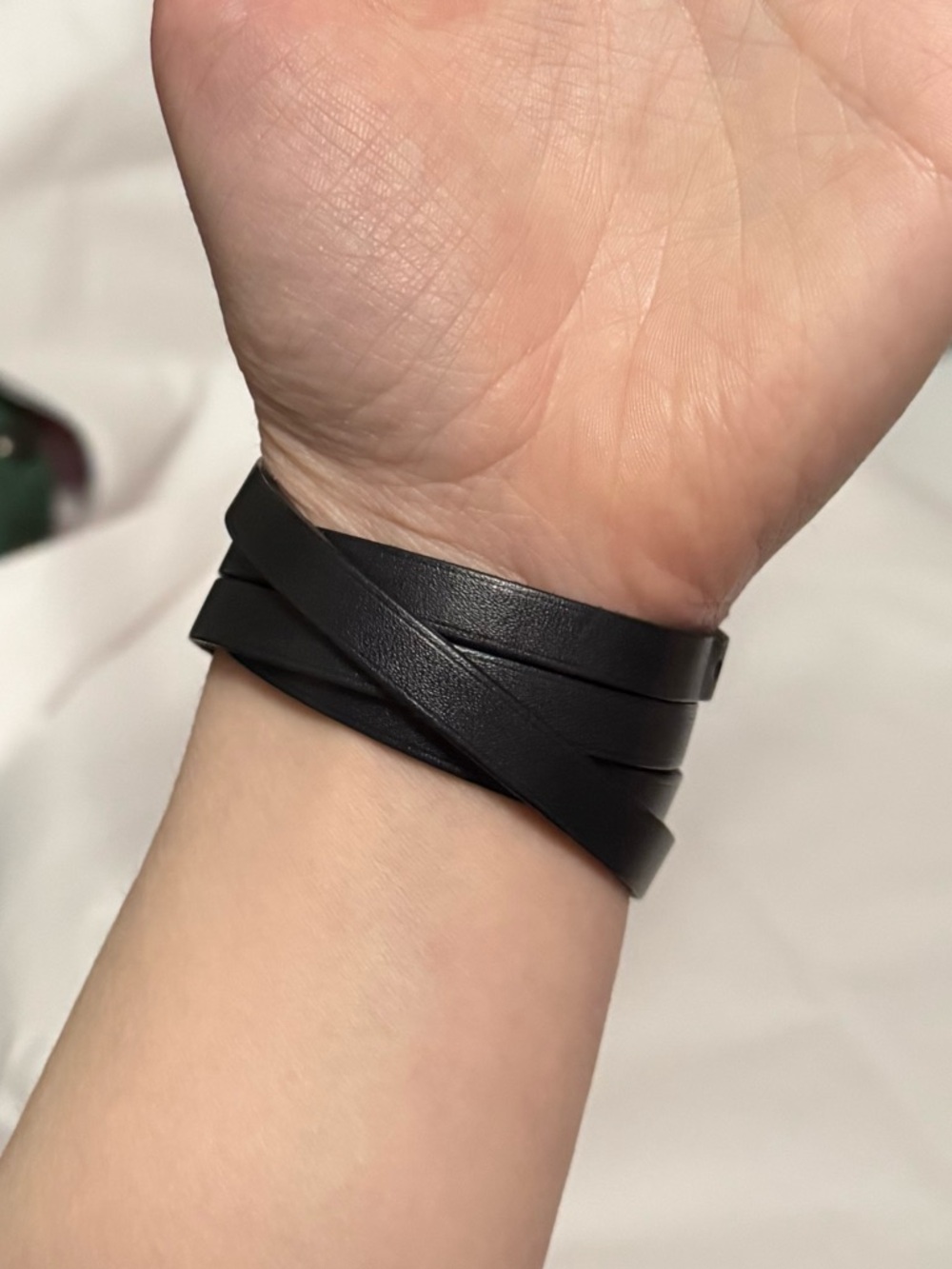 Hermès AUTHENTIC Silver & Black Leather Behapi Api Double Tour Bracelet - Picture 6 of 16